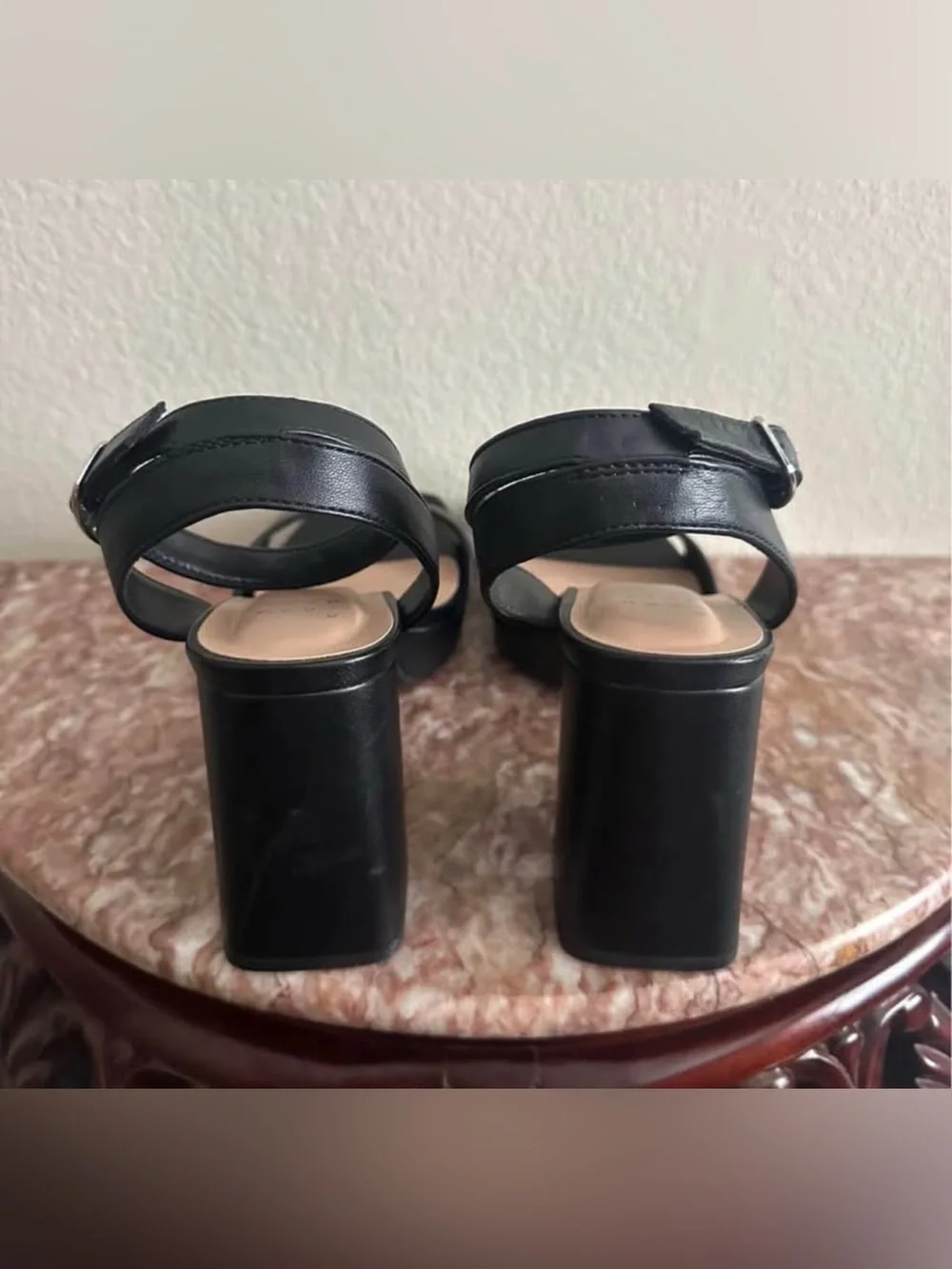 A New Day Black Block Ankle-Strap Heels